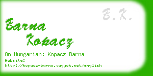 barna kopacz business card